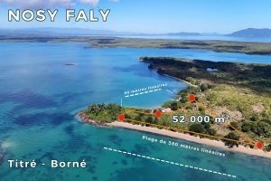 image of nosy faly property from aerial perspective with property dimensions