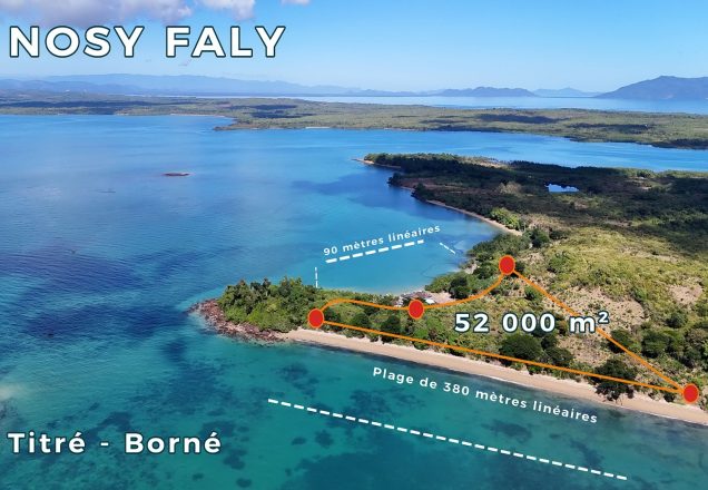 image of nosy faly property from aerial perspective with property dimensions